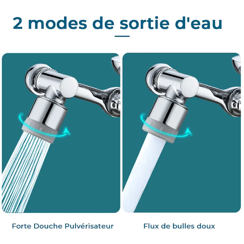 Robinet Magic pivotant à 1080° INOX avec filtre anti-éclaboussures