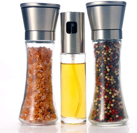 salt and pepper mill with oil pulverizer dolive 3 pack